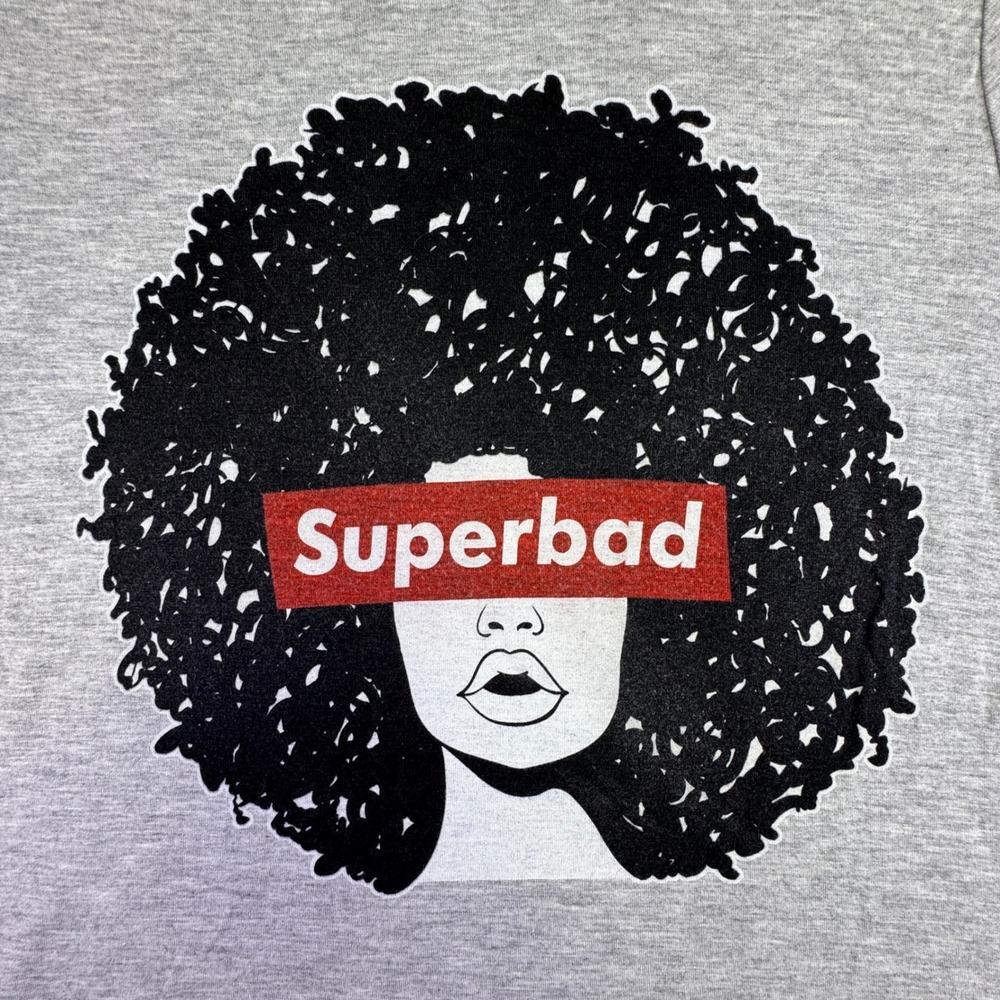 Raggs II Riches Superbad Afro Shirt Women's Medium Grey‎ Streetwear Urban Y2K
